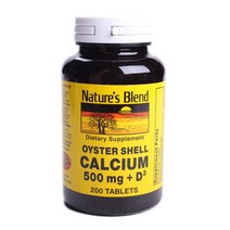 네이쳐스블렌드 오이스터 쉘 칼슘 500mg + D3 타블렛, 200개입, 1개