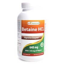 베스트네츄럴스 베타인 HCL 648mg 글루텐 프리 무설탕 캡슐, 250개입, 1개, 250정