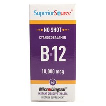 슈페리어소스 노 샷 시아노코발라민 B-12 10000mcg 타블렛, 60개입, 1개, 60정