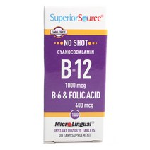 슈페리어소스 비타민 시아노코발라민 B-12 1000mcg B-6 & 엽산 400mcg 타블렛, 100개입, 1개, 100정
