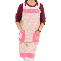 [메이도쿠] 체크앞치마, 핑크
