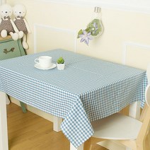 찬미디자인 미니체크식탁보 직사각2인용, 블루