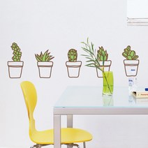 꿀밤 그래픽스티커 미니선인장, 블랙+올리브