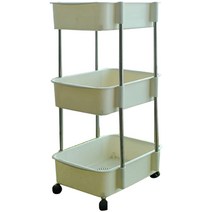 네일코리아 다용도 이동식 수납 정리함 3단, 아이보리