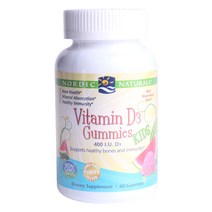 노르딕내츄럴스 비타민 D3 400IU 와일드 워터멜론 스플래쉬 구미, 60개입, 1개