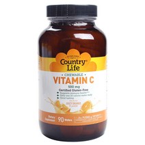 Country Life Vitamins 츄어블 비타민 C 500 mg 웨이퍼, 90정, 1개