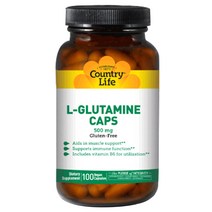 컨트리라이프 L-글루타민 500mg 글루텐 프리 비건 캡슐, 100개입, 1개