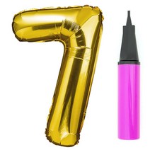 파티팡 숫자 은박풍선 대 골드 + 풍선용 손펌프 세트, 7, 1세트