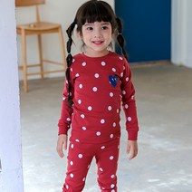 메이키즈 여아용 도트하트레드 30수후라이스 실내복