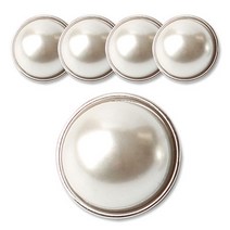 패션포인트 진주알 터널 단추 18 mm, 진주 + 실버, 5개