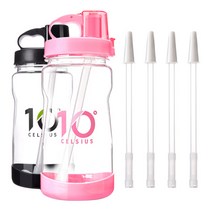 10도씨 빨대물통 1L 2p +빨대 4p, 블랙, 체리, 1000ml