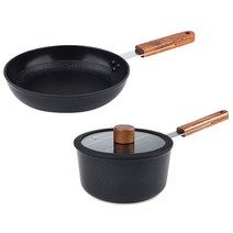 키친아트 FORT+ IH 인덕션 냄비프라이팬 2종 세트, 혼합 색상, 편수냄비 18cm + 프라이팬 20cm
