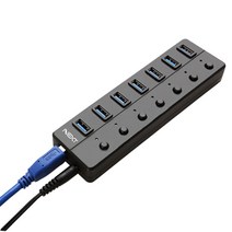 NEXT /USB3.0 허브/7포트/유전원/개별스위치, 707U3, 블랙