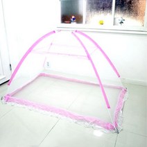 수지씨앤엘 원터치 유아 모기장 핑크 가로100cmX세로140cmX높이100cm