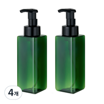 사각 거품용기 500ml, 그린(용기) + 검정(펌프), 4개