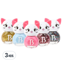 바블리 키즈네일 냥이 어린이매니큐어 블링블링 세트 5p, 혼합 색상, 3세트