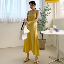 시크블랙 게로스 u넥 나시 슬림 롱 원피스 OPS6523K15