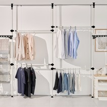 드레스룸행거 4단 가로봉 4p + 세로봉 4p + 사이즈 보조행거 2p + 집게봉 + 조립부품, 블랙화이트