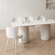 보니애가구 라이즈 24T 포세린 템바보드 6인용 1600 사각형 식탁 + 의자 4p 세트 방문설치, 화이트