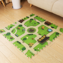 EVA 시골마을 농장놀이 퍼즐 놀이방매트 9p, 혼합색상