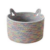 BUBU 고양이 모양 수납용 면 바구니 대 24cm x 14cm, 그레이, 1개