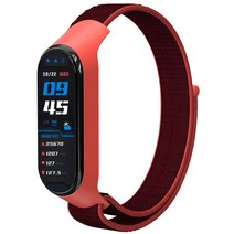 누아트 샤오미 미밴드 5/6/7 스포츠루프 밴드 스트랩, 레드 + 블랙, 1개