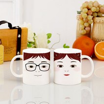 TBL 캐주얼 드레스코드 페이스디자인 커플머그컵, 1세트