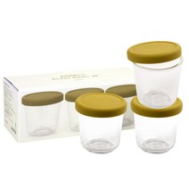데일리라이크 봉봉 유리 이유식 용기 210, 올리브, 3개