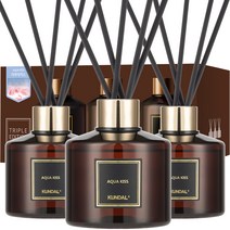 쿤달 퍼퓸 디퓨저 200ml 3개 + 섬유스틱 15개 세트, 아쿠아키스향