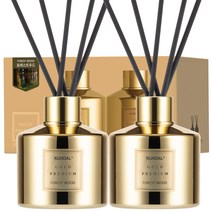 쿤달 퍼퓸 디퓨저 옐로우골드 에디션 200ml 2개 + 섬유스틱 10개, 포레스트우드향