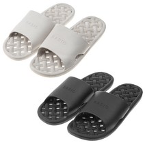 베이스알파에센셜 심플 베이직 욕실 슬리퍼 블랙+그레이, 2p