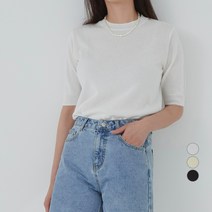 아피나르 라운드넥 반팔 데일리 니트