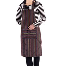 리빙팝 스트라이프 쿠킹앞치마, 롱커피레드 (1포켓), 1개