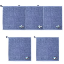 송월타월 솔리드 캐릭터 고리 타올, 파랑, 5개입