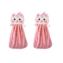 블럭마트 귀염둥이 고양이 주방행주, 핑크, 2개입