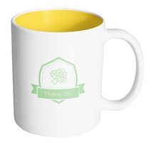 핸드팩토리 레터링 프레임 감사 머그컵, 내부 파스텔 옐로우, 1개