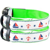 제제펫 돛단배패턴 애완 LED 목줄 G408PCBH120, 2개입