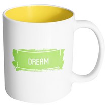 핸드팩토리 브러쉬컬러 그린 드림 머그컵 330ml, 내부 옐로우, 1개