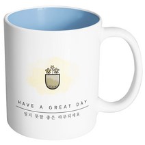 핸드팩토리 플라워포트 그레이트데이 머그컵, 내부 파스텔 블루, 1개