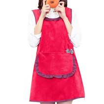 이코디 스웨이드 프릴 앞치마, 레드, 1개