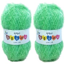 행복뜨기 반짝이 명품 수세미 뜨개실 2p 세트, 38 터키민트