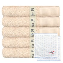 송월타월 뉴명품 타월 5p + 고양이 핸드타월 하늘 2p, 베이지, 1세트