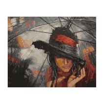 헬로페인팅 DIY 그림그리기 도면 키트 세트 우산 속 여인, 혼합 색상