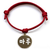 펫츠룩 굿모닝 레드 반려동물 목걸이 S + 메탈원형 팬던트 M, 골드(마루), 1개