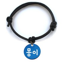 펫츠룩 굿모닝 블랙 반려동물 목걸이 S + 알미늄원형 팬던트 M, 블루(몽이), 1개