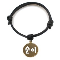 펫츠룩 굿모닝 블랙 반려동물 목걸이 M + 메탈원형 팬던트 S, 골드(순이), 1개