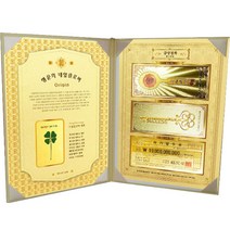 럭키심볼 행운의 네잎클로버 생화 + 황금지폐 3종 + 속지 2p + 금장 금펄케이스, 금상첨화