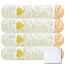 송월타월 스윗하트 러블리 타월 4p + 호텔 손행주 흰색, 연노랑, 1세트