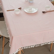 마켓감성 수술장식 린넨식탁보, 타입3, 140 x 180 cm