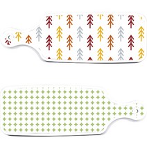 로엠디자인 서빙 도마 보드 2p 원형패턴파스텔그린 세트, 원형패턴파스텔그린, 소나무화이트, 1세트